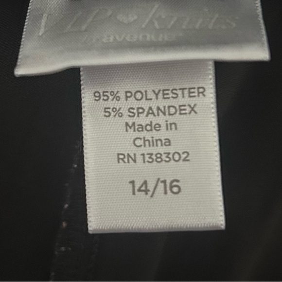 VIP Knits By Avenue Dress Pants Black w/ Pleated Elastic Waist, Size 14/16 - Picture 3 of 6